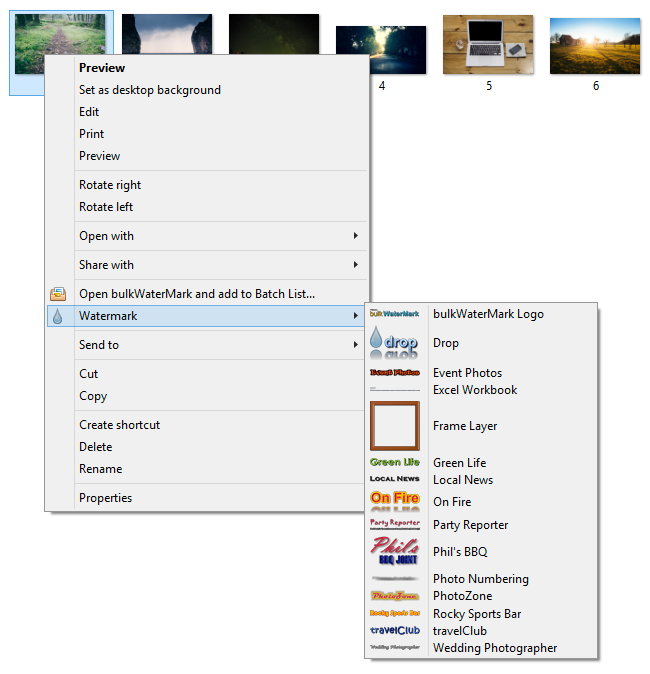 Watermark Photos with Resize and Rename from Windows Explorer Shell Extension